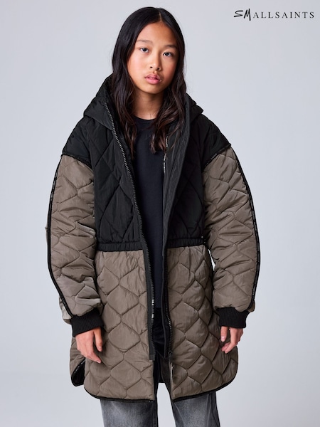 Black/Green - Smallsaints Longline Quilted Jacket