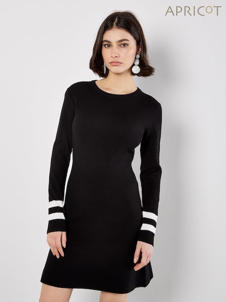 Apricot Black Stripe Cuff Fit And Flare Dress (G55251) | €51