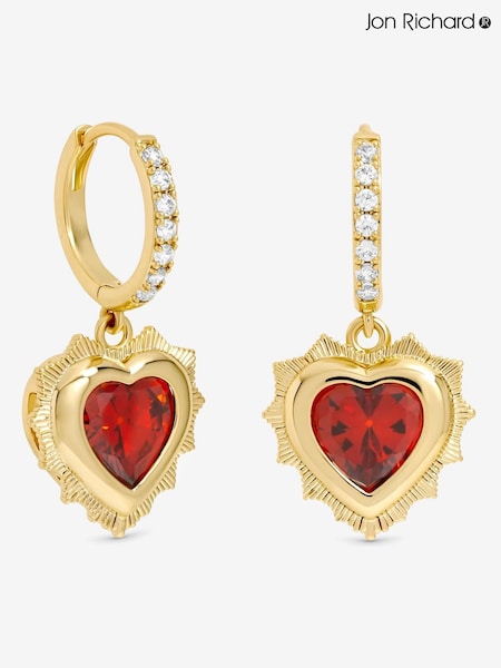 Jon Richard Gold Heart Birthstone Huggie Earrings - July (G55347) | €32