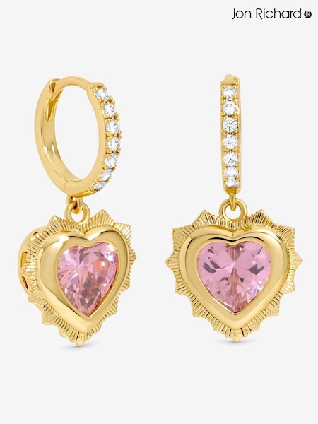 Jon Richard Gold Heart Birthstone Huggie Earrings - October (G55354) | €32