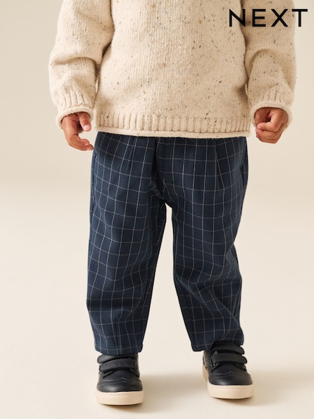 Navy Grid Check - Cosy Smart Trousers (3mths-7yrs)