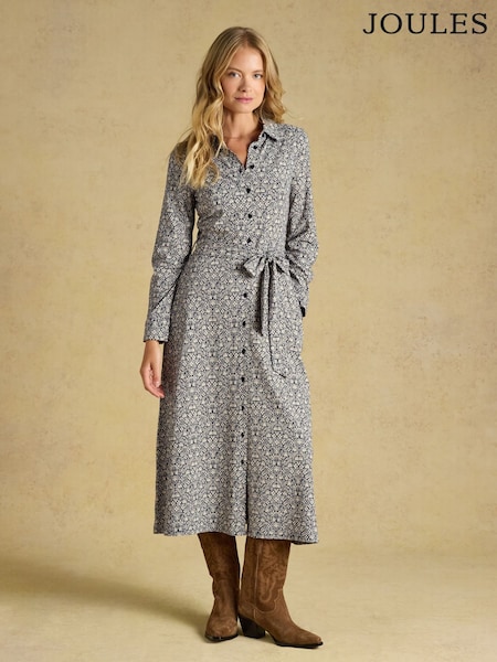 Navy - Joules Theodora Jersey Shirt Dress