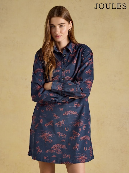 Navy Western Printed - Joules Maple Cord Shift Dress