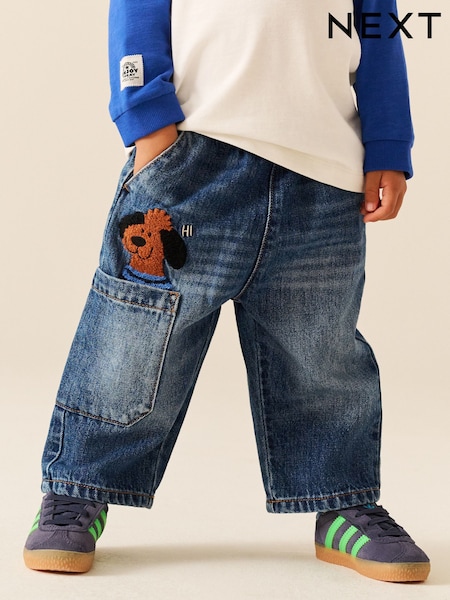 Mid Blue Denim - Wide Leg Pull On Jeans (3mths-7yrs)