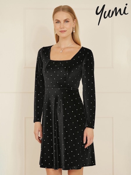 Yumi Skater Dress With Diamantes and Long Sleeve (G55880) | 85 €