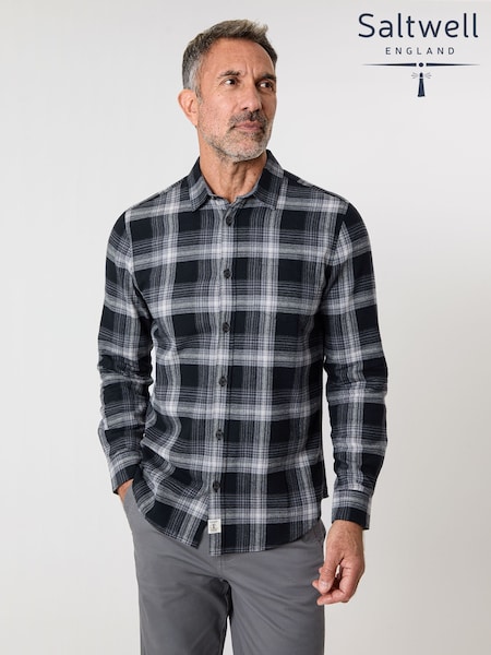 رمادي - Saltwell Check Brushed Long Sleeve Shirt (G56060) | ‏148 ر.ق.