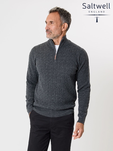 Saltwell Mock T-Shirt Quarter Zip Cable Knit Jumper (G56061) | €96
