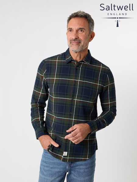 أخضر - Saltwell Check Brushed Long Sleeve Shirt (G56062) | ‏148 ر.ق.
