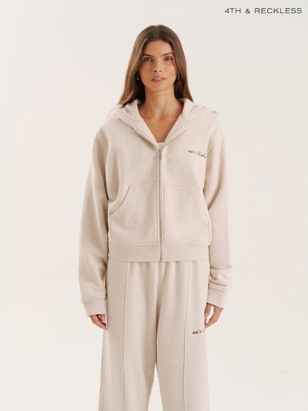 4th & Reckless Cream Zip Through Collena Hoodie (G56107) | AED320