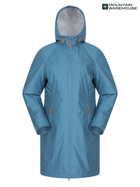 Mountain Warehouse Blue Lona  Borg Lined Longline Soft Shell Coat (G56228) | €99