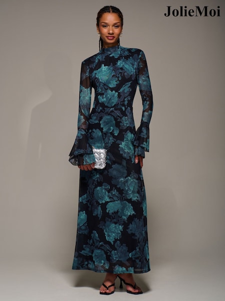 Azul - Jolie Moi Ruffle Long Sleeve Mesh Maxi Dress (G56319) | 110 €