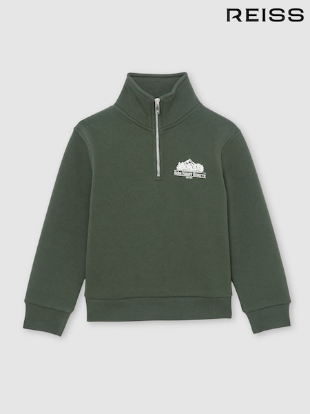 Reiss Green Ruscus Nature Reserve Half-Zip Sweatshirt Cotton-Blend (G56536) | PKR 23,990