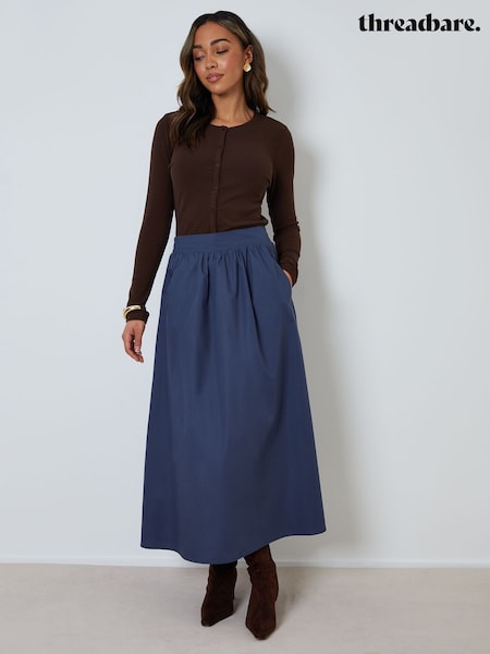 أزرق - Threadbare Midi Skirt with Pockets (G56743) | ‏178 ر.ق.