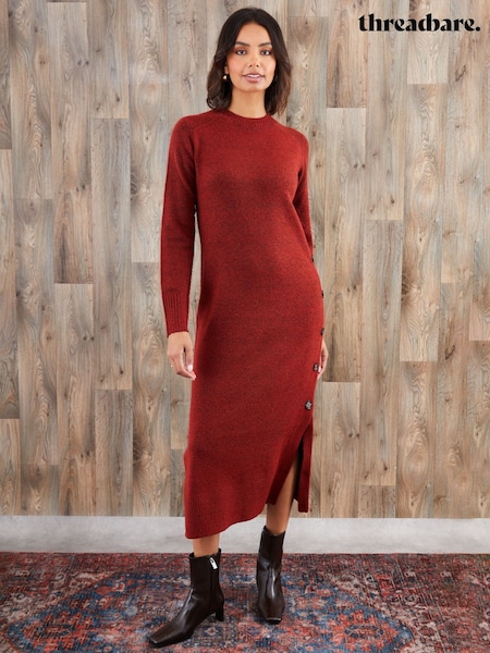 Threadbare Orange Knitted Side Button Detail Maxi Dress (G56747) | €45