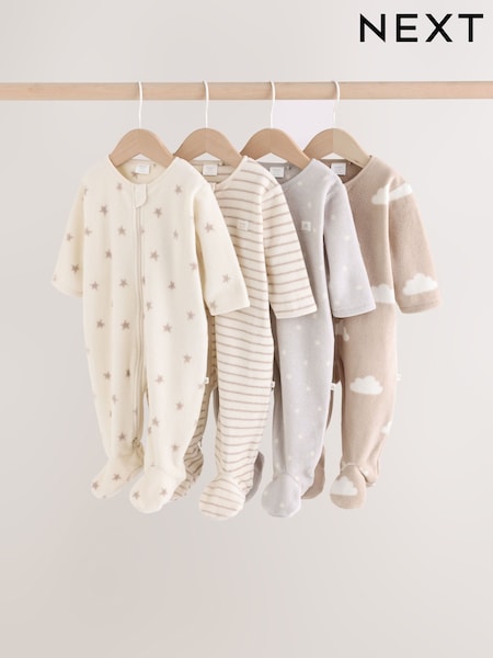Neutralno - Mikro runo Dvosmerni rar bebe Sleepsuits 4 paket