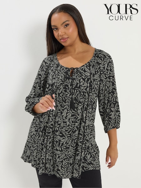 Yours Curve Black 3/4 Sleeve Boho Top (G57384) | €46