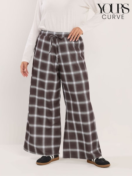 Yours Curve Brown Wide Fit Knitted Crepe Tapered Trousers (G57410) | €36