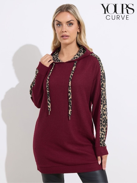 Yours Curve Red Leopard Detail Hoodie (G57420) | €44