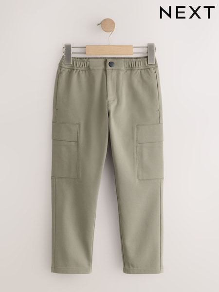 Khaki Green - Slim Tapered Utility Cargo Trousers (3-16yrs)