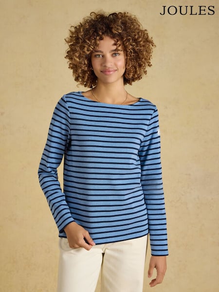 Blue Marl - Joules Harbour Striped Boat Neck Breton Top