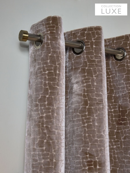 Collection Luxe Heavyweight Velvet Blocks Eyelet Lined Curtains