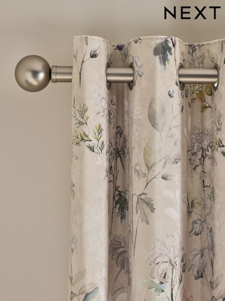 Velvet Floral Print Eyelet Blackout Thermal Curtains