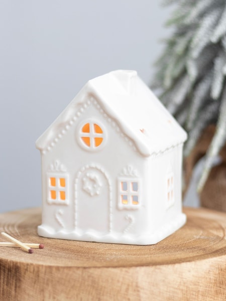 Something Different White Gingerbread House Tealight Holder (G57722) | €24.50