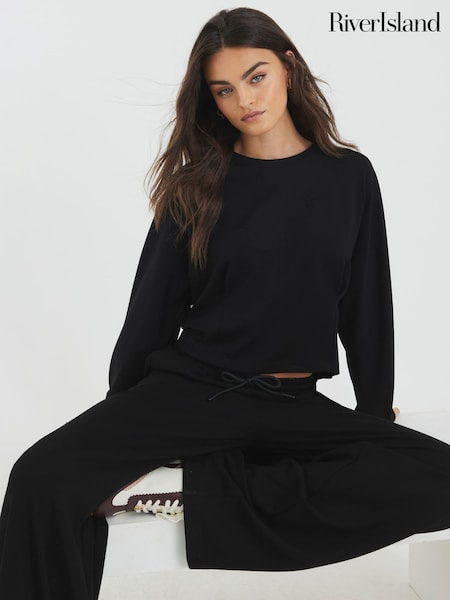 River Island Black Premium Batwing Sweatshirt (G57890) | €53