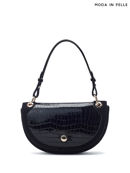 Negro - Moda in Pelle Fillipa Half Moon Flap Cross-Body Bag (G57959) | 83 €