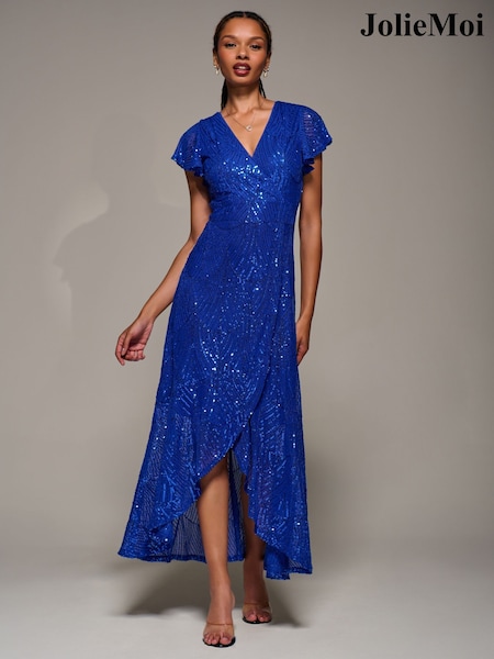 Jolie Moi Frill Short Sleeve Sequin Maxi Dress (G57965) | 134 €