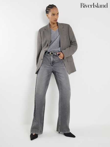 River Island Black High Rise Relaxed Straight Leg Jeans (G57981) | €76