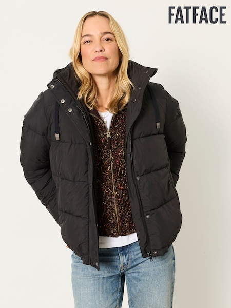 Black - Fatface Short Puffer Jacket