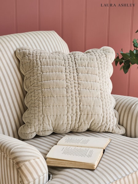 Laura Ashley Dove Grey Scalloped Cushion (G58048) | €62