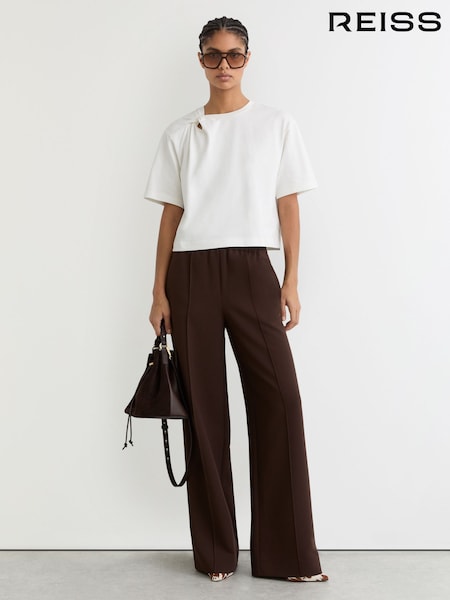 Reiss White Esme Cotton Twist-Detail Boxy T-Shirt (G58207) | AZN 118