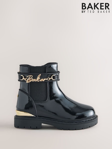 Black Patent - Baker By Ted Baker Baker By Ted Baker Black Multiple Straps Chunky Chelsea Black Patent Boots