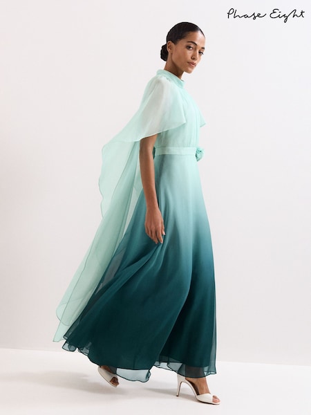 Phase Eight Blue Aspen Cape Dress (G58326) | $795