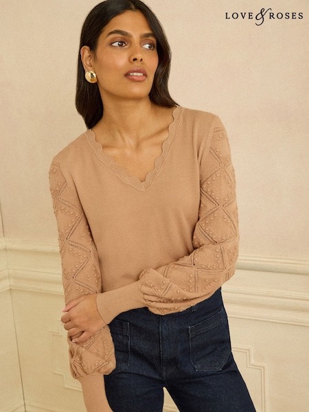 Love & Roses Camel Jumper (G58346) | AED193