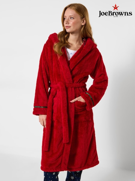 Joe Browns Red Festive Soft Fleece Dressing Grown (G58374) | €58