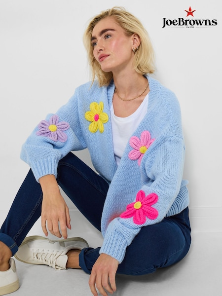 Joe Browns Blue V-Neck Button Through Floral Cardigan (G58400) | €85
