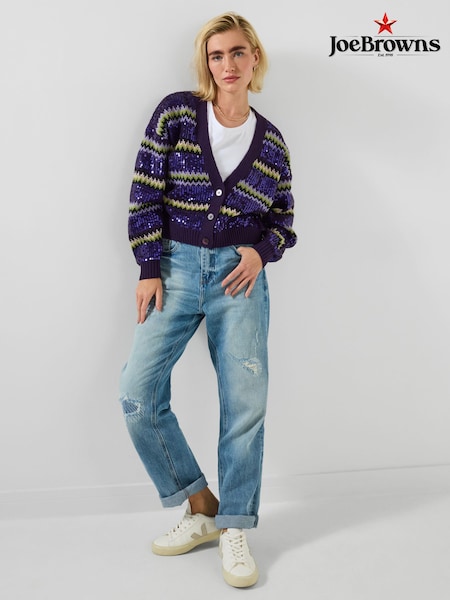 Joe Browns Purple Sequin Oversized Cardigan (G58416) | €85