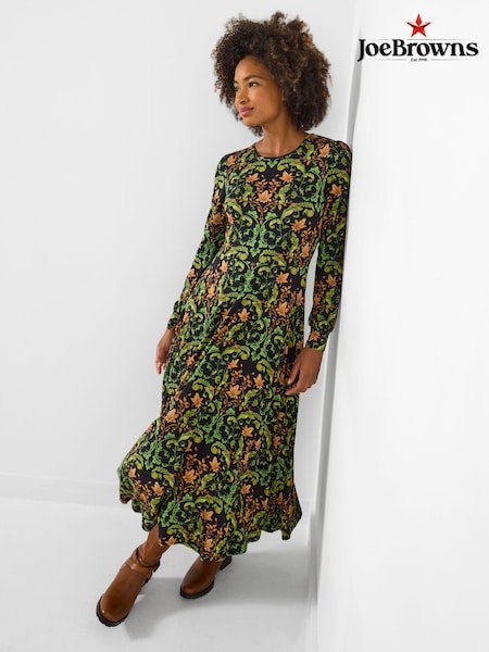 Joe Browns Green Petite Leaf Print Jersey Dress (G58848) | AED349