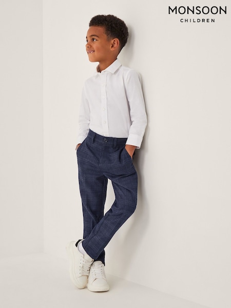 Monsoon Blue Oliver Smart Check Trousers (G58872) | €32 - €42