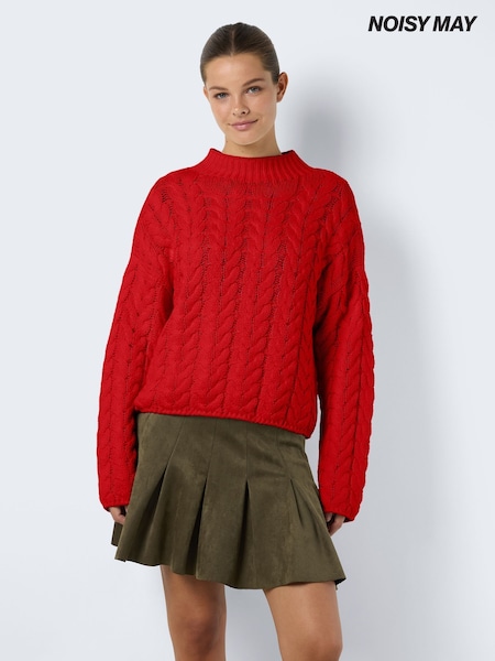 NOISY MAY Red High Neck Long Sleeve Jumper (G58913) | €59