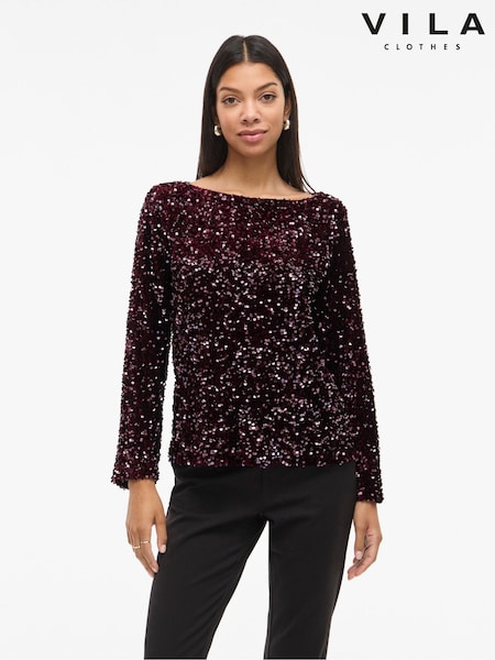 VILA Purple Sequin Top (G58920) | €45