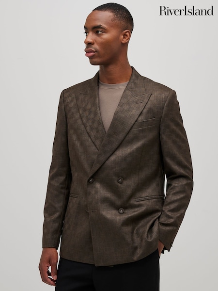 River Island Brown Checkerboard Party Blazer (G59023) | €162