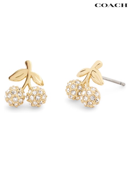 COACH Gold Tone Pavé Icons Cherry Stud Earrings (G59123) | kr1 178