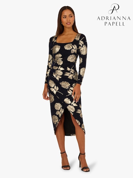 Adrianna Papell Floral Metallic Knit Gown (G59352) | 282 €