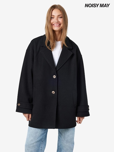 NOISY MAY Black Oversized Button Up Coat (G59358) | €77