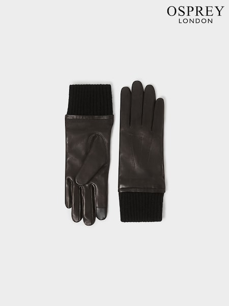 Osprey London The Ada Leather Black Gloves (G59405) | €69