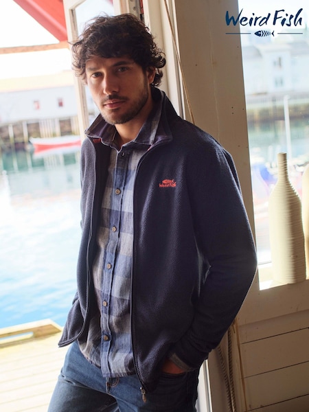 Weird Fish Blue Marl Merrill Full Zip Textured Fleece (G59418) | €83